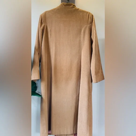 Vintage Camel Corduroy Longline Coat | Minimalist Tailored Jacket | M - Picture 4 of 8